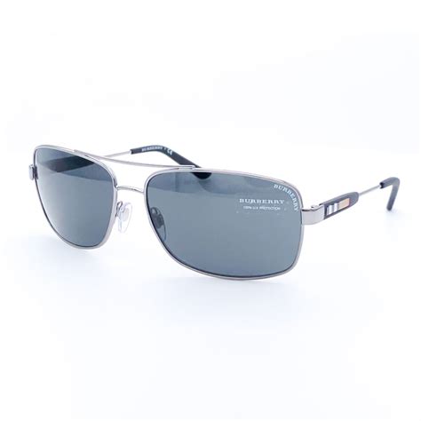 geniunous burberry sunglasses be 3074 100387 gunmetal 63mm|Burberry Grey Rectangular Men's Sunglasses BE3074 100387 63 .